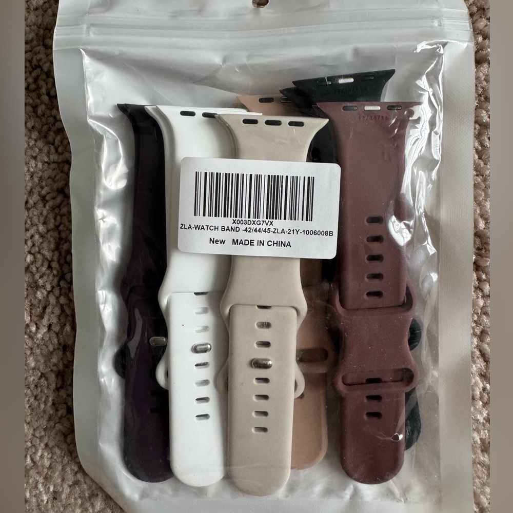 Apple Watch Silicone Band Set - Black, White, Light Tan, Apricot, Navy, Maroon